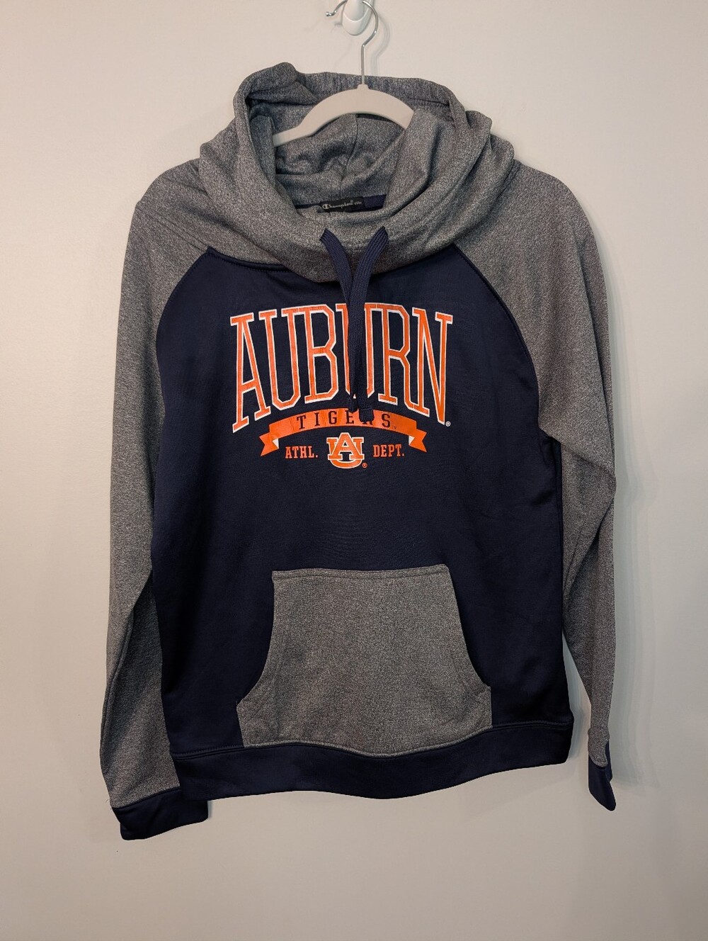 Auburn University Navy & Gray Hooded Pullover Mens Medium